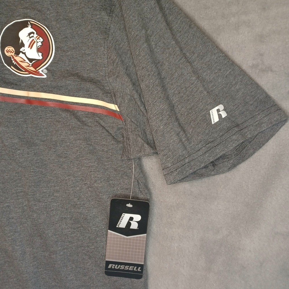FSU Seminoles Shirt Mens Grey Polo Large‎ 42-44 Soft Cotton Blend Graphic Logo